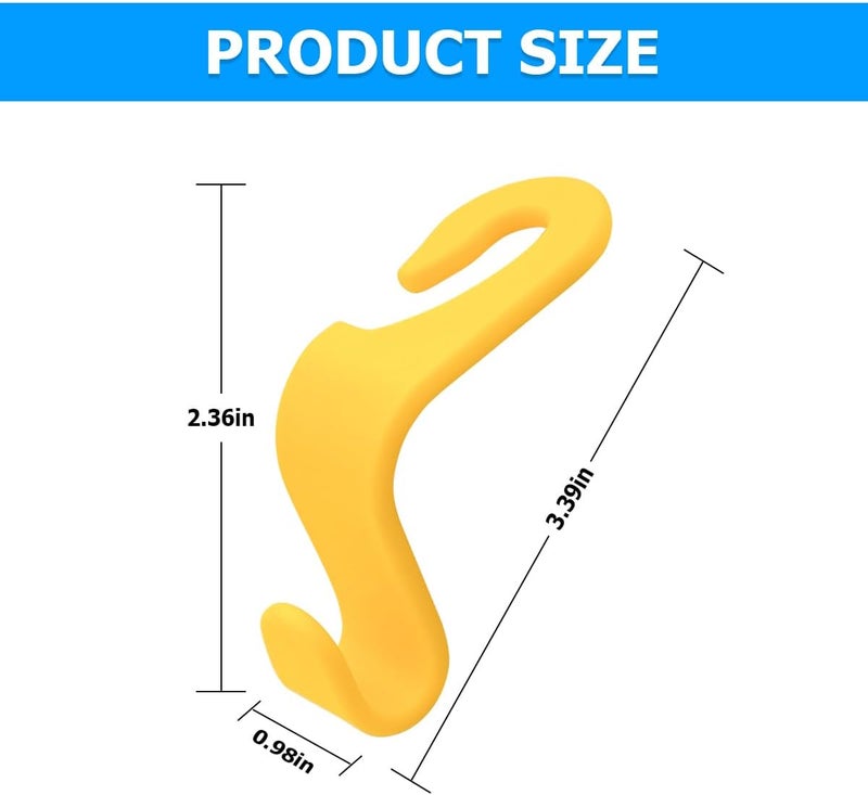Hanemia 4PCS Car Back Seat Headrest Hooks, Rear Car Seat Storage Headrest Hanger Holder Hooks Organizer, Universal Auto Interior Accessories for Bag Purse Handbag Cloth Coats Grocery (Yellow) - Image 3